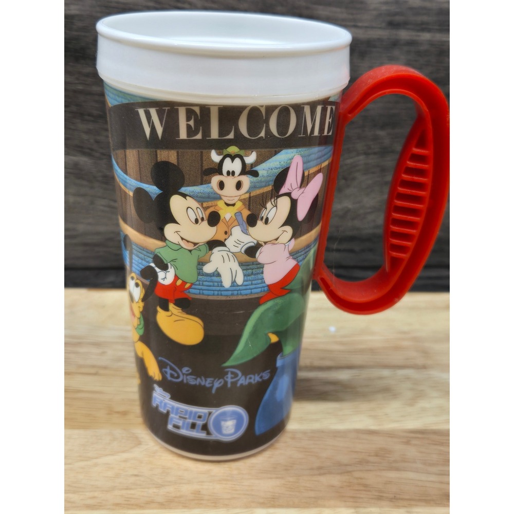 Disney Parks Rapid Fill Travel Mug Mickey Minnie Donald Pluto Clarabelle Cow Cup